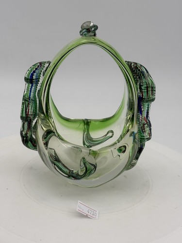 Vintage murano glass basket - vintage,