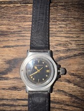 Tiffany L-722 Black Dial GF GP 18K Gold Quartz Vintage Used Diver's Watch