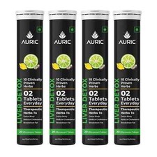 Auric Liver Detox Effervescent | 80 Tablets Fizzy Water with 10 Ayurvedic Herbs