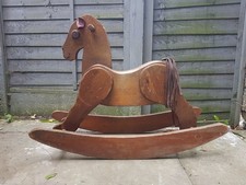 Vintage Unusual Lovely Large Solid Carved Big Wooden Rocking Horse