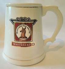 Whitbread Brewery 17cm White 55fl oz 2.75 Pint Size Ceramic Tankard (G)
