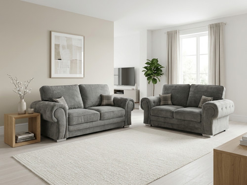 Grey sofa set high back - 3+2,