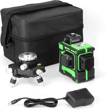 12 Lines Laser Level 360° Rotary 3D Green Beam Straight Line 3 Plane Cross Line
