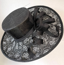 Black Large wide brim Wedding mother of special occasion races event hat