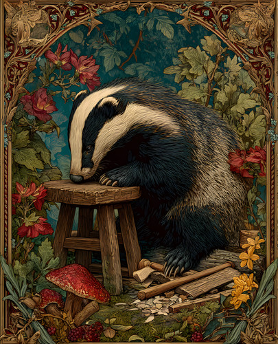 Badger woodworker sanding - badger,