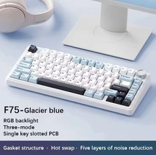 Aula F75 Wireless Mechanical Keyboard, Glacier Blue, Reaper Switches, 80 Key 75%