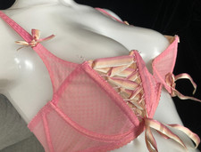 Agent Provocateur 36C corset bra Cookie vintage corset laced push up PINK