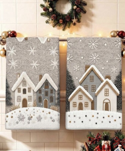 Christmas tea towels grey - christmas,