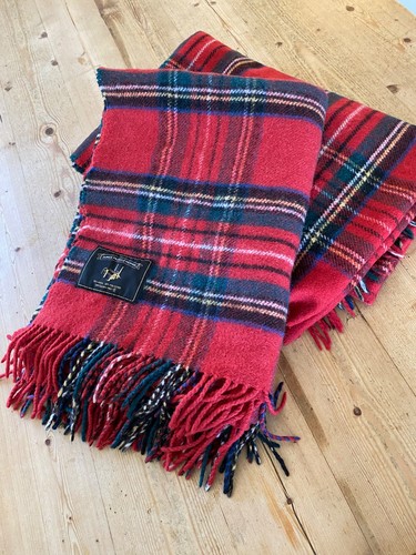 Two red tartan blankets - tartan, throws