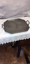 A Vintage English Pewter Hammered Effect Octagonal Serving Tray Hall Marked