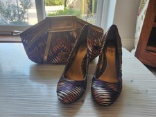 NINE WEST Ladies Heeled Shoes Stiletto US 6M/UK 3.5 with matching clutch bag