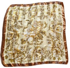 Vtg Floral Peony Satin Scarf