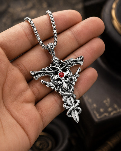 Men dragon sword cross - men's,