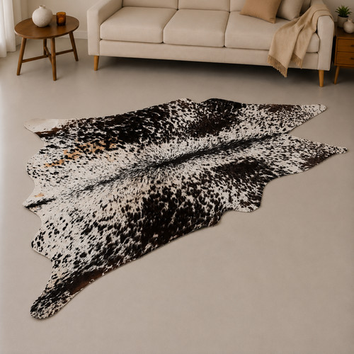 Genuine brown white cowhide - brown,