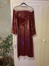 ZARA RED CREAM SEQUIN DRESS