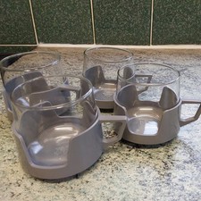 4 vintage JAJ grey pyrex/glass