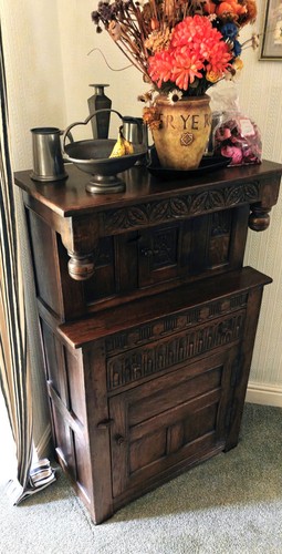 Antique narrow court cupboard - antique,