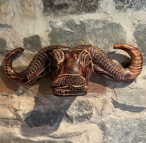 Wooden buffalo wall hanging - wall,