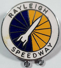 Raleigh Rockets Vintage Speedway Enamel Pin Badge 30x27mm. 1970 Silver Tone