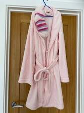 CHARLOTTE PINK FLUFFY BELTED ROBE DRESSING GOWN BED SOCKS GIFT SET SMALL NEW
