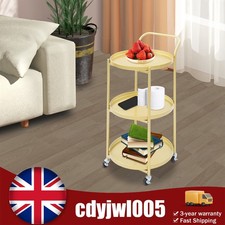 3-Tier Gold Rolling Bar Cart