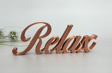 Relax Word Sign Ornament Home Decor Copper Metallic Letters Gift Freestanding