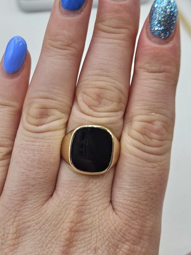 9ct gold onyx signet - onyx,