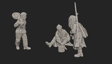 WWII Soviet Resting Soldiers (3 models) Various Scales Historical Wargaming