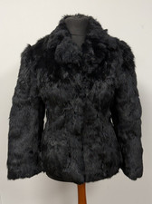 Vintage Black Real Rabbit Coney Fur Jacket Quilted Matelassé Lining See Descrip