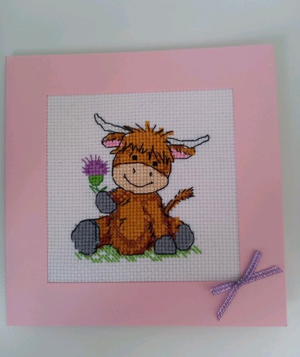 Completed cross stitch card - cross,
