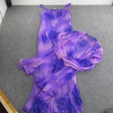 Cattiva New York Dress Womens 14 Purple Silk Floral Maxi Jacket Set Made USA