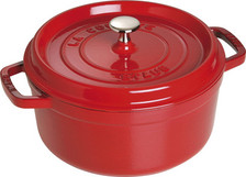 STAUB Cast Iron Roaster/Cocotte, Round, Cherry Red, 24 cm, 3.8 L
