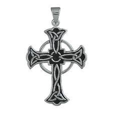 MEN'S QUALITY LARGE CELTIC CROSS PENDANT - 925 STERLING SILVER