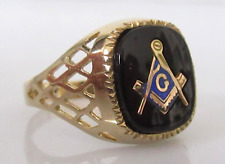 Gold Masonic Ring - Vintage 9ct Gold Masonic Set Square Compass Ring Size Q 1/2
