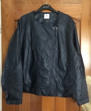 TU Woman Navy Blue Faux Leather Biker Jacket - Size 24