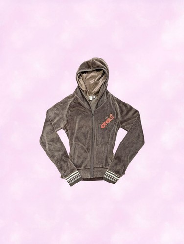 Y2k brown velour hoodie - velour, up