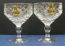 2x Webb Corbett Crystal Champagne/Cocktail Coupe Glasses-Labelled & Signed *NEW*