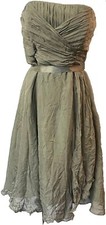 Coast Allure 100% Silk Dress Thyme Floaty Straps Corsage Lined SIZE 12. RRP £135