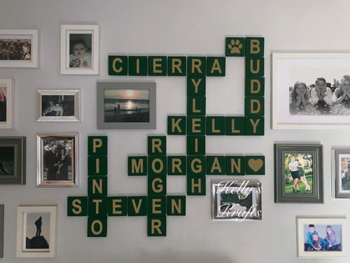 Green large wooden scrabble - wooden,