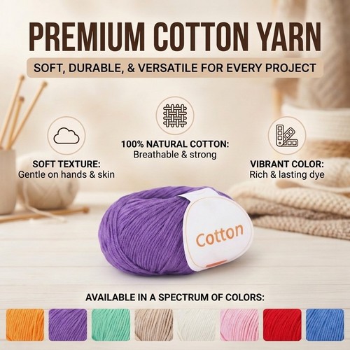 100 cotton yarn 50g - ball, dk