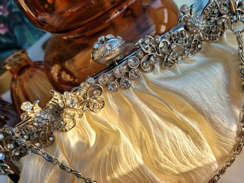 Ivory satin clutch - satin,