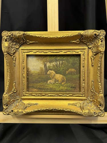 Vintage oil painting sheep - painting, of