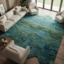 Blue Green Irregular Wool Rug