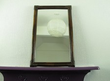 Vintage dark bamboo framed mirror.  Rectangular mirror - ready to hang