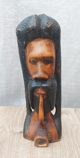 Hand Carved Wood Marley Inspired Rastafarian Jamaican Man Art Statue Figure
