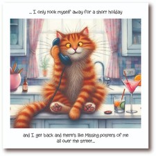 Birthday Card - Missing Posters Cat Lovers - Funny Rude Adult Humour - BW0065