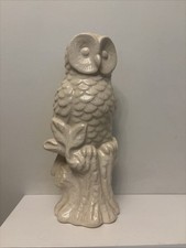 Large Owl Figurine Animal Bird cream Ceramic Owl Ornament Home Decor 34cm