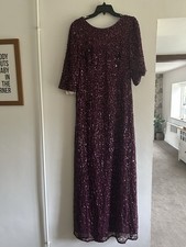 Adrianna Papell Burgundy Beaded Dress 14