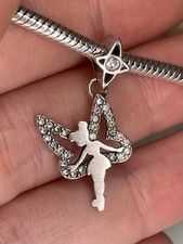Chamilia Disney Tinkerbell Dangle Charm 925 Sterling Silver Swarovski Crystal