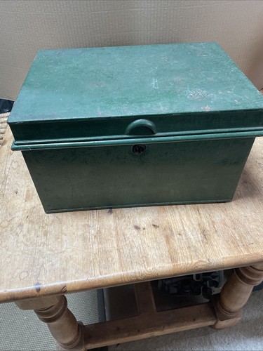 Antique metal deed box - antique, with
